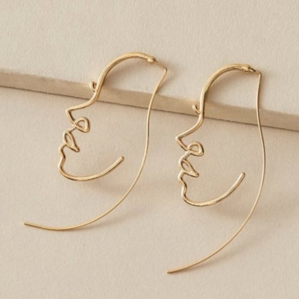 The Amina - Gold Statement Silhouette Earrings